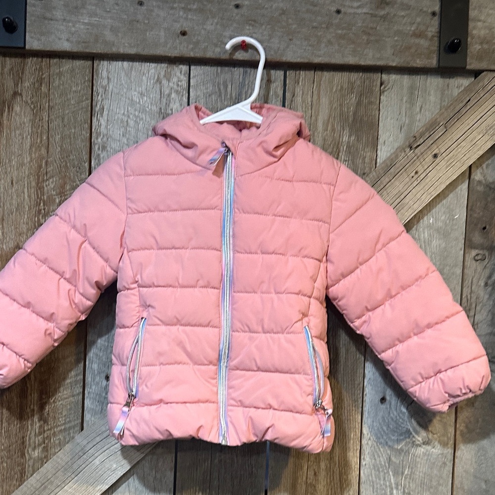 Girls' Hooded Pink Puffer Jacket - Lightweight Warmth